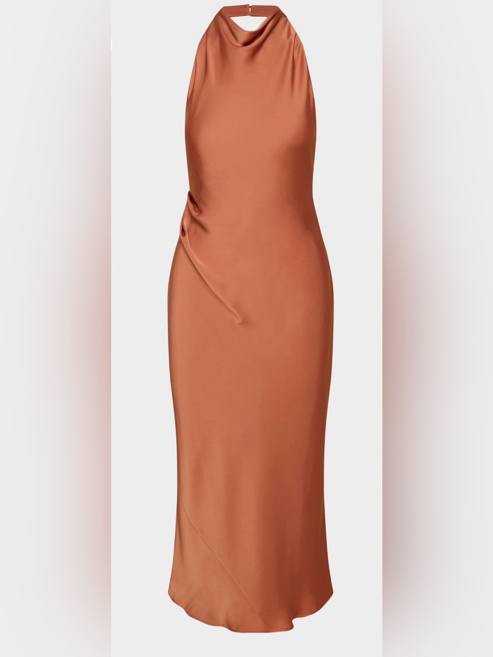 Aritzia TEN Audience Satin Halter Dress Terracotta